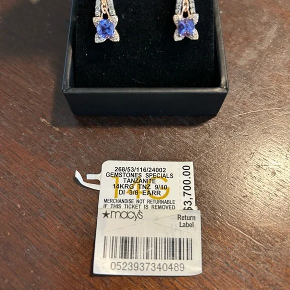 Tanzanite and Diamond Earrings - Picture 1 of 6